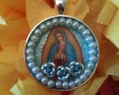 Our Lady of Guadalupe Blue Mexican Nicho Necklace