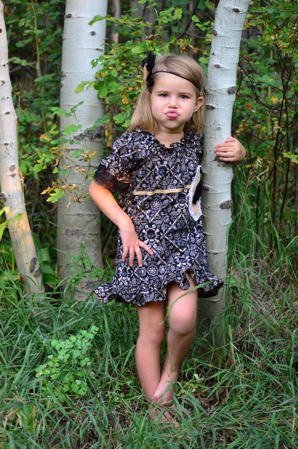Rock On Girl Vintage Skull N CrossBones Peasant Style Victorian Hand Dyed One OF a KinD