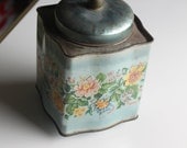 Vintage Murray Allen Tin - Teal with Embossed Floral Pattern