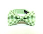 Boy's Bow Tie - Green Seersucker Check - any size - Lime Green and White Plaid