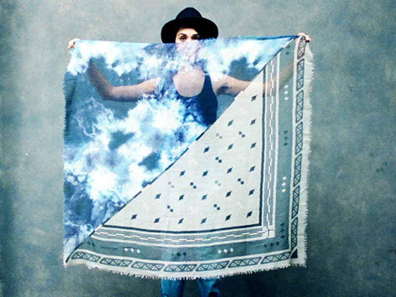 WOOL/SILK SCARF - Geometric Cloud