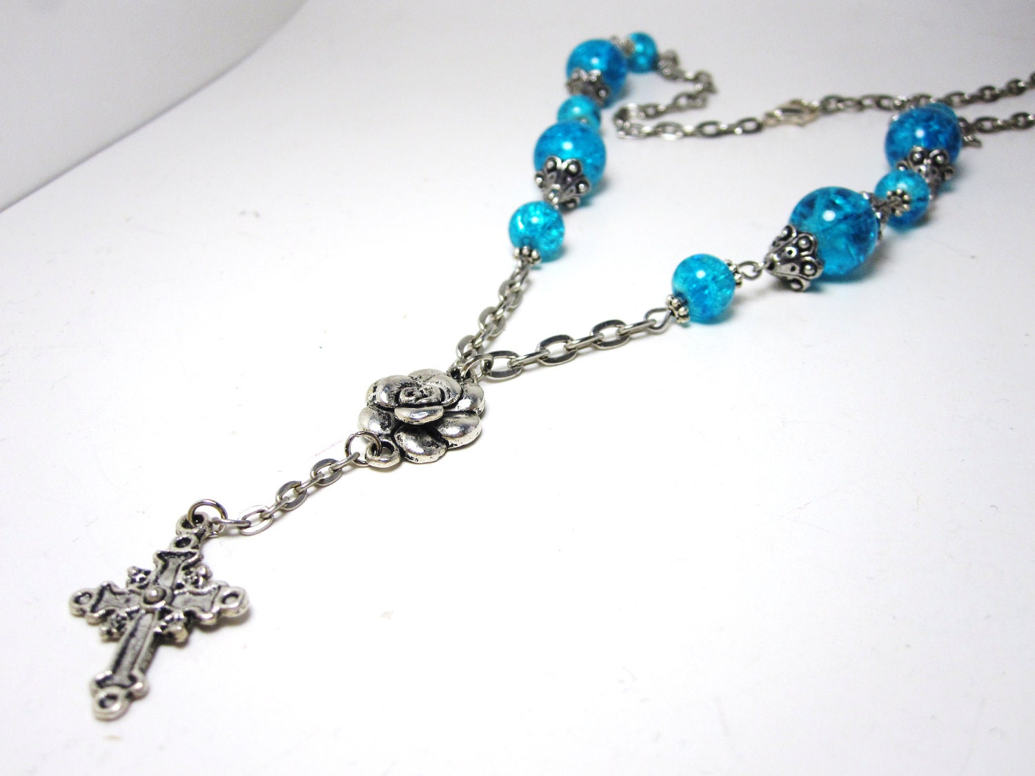 Turquoise glass Beaded Rosary