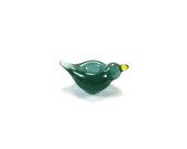 Tiny handmade European charm lampwork bird bead, Glass bracelet bead - Tiny Aqua BHB