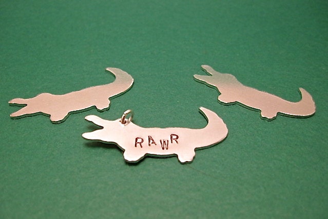 Later Gator- 1 1/2" x 3/4" aluminum alligator charm hand stamped and customized for you