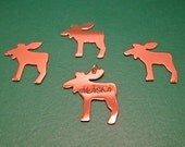 Moose Tracks- 1 1/8" x 1 3/16" copper moose charm hand stamped and customized for you