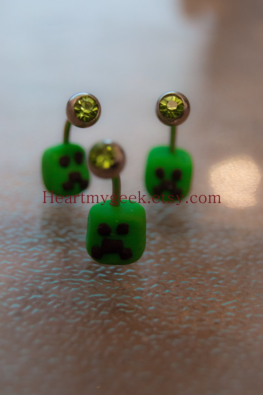 Minecraft Creeper Belly Ring Sugical Steel 18g 16g or 14g Gauge