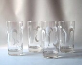 vintage glassware white organic set of 4 serving drinking housewares barware entertaining serving retro mid century modern