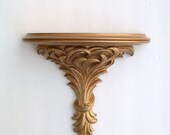 Vintage Wooden Syroco Gold Wall Shelf