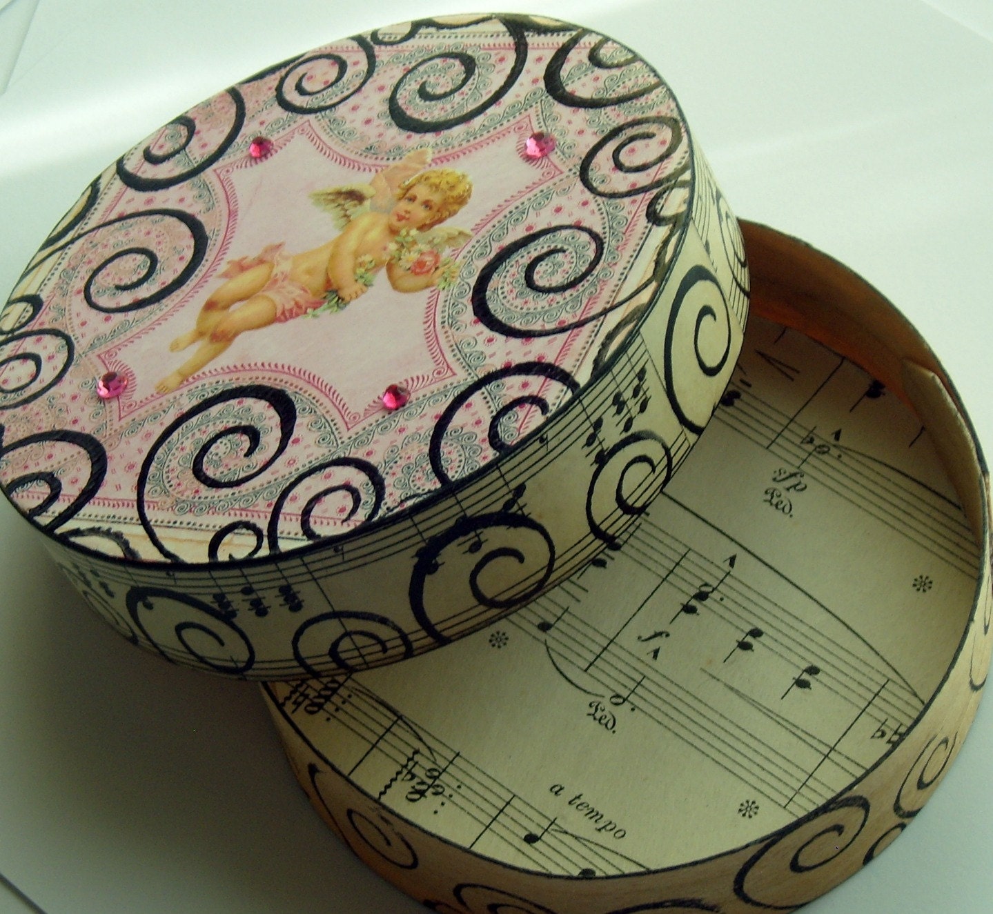 Cherub Gift Box, Upcycled Bamboo Trinket Box