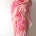 Nuno felted scarf ruffle - coral Rose flower Apricot Pink