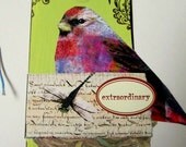 Book Tag Mixed Media Art  Book tag Original  Collage Art   EXTRAORDINARY