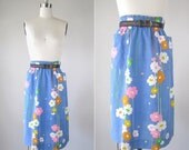 20% off SALE Vintage 1970s Skirt // 70s Floral Slim Spring Skirt // Ahwahnee
