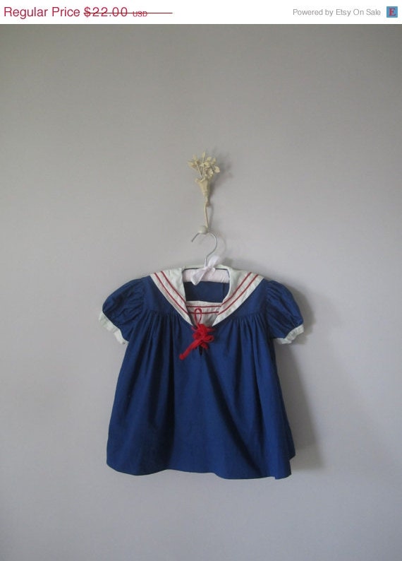 20% off SALE Vintage Baby Girl Dress // 1960s Nautical Baby Dress // Sail Away