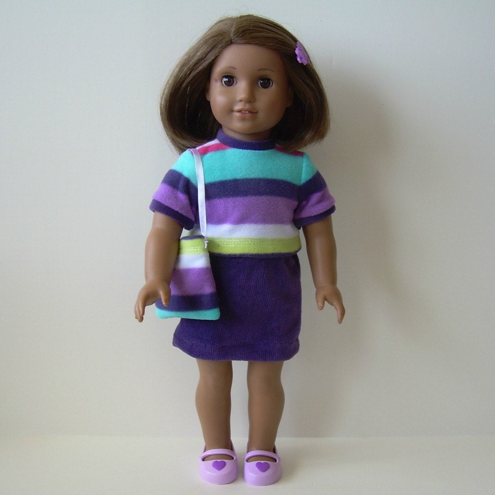 Fleece Top, Pencil Skirt and Accessories for American Girl and Other 18 Inch Dolls