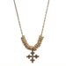Gothic Cross Necklace- vintage brass rings, brass gothic cross pendant on brass snake chain. Free People
