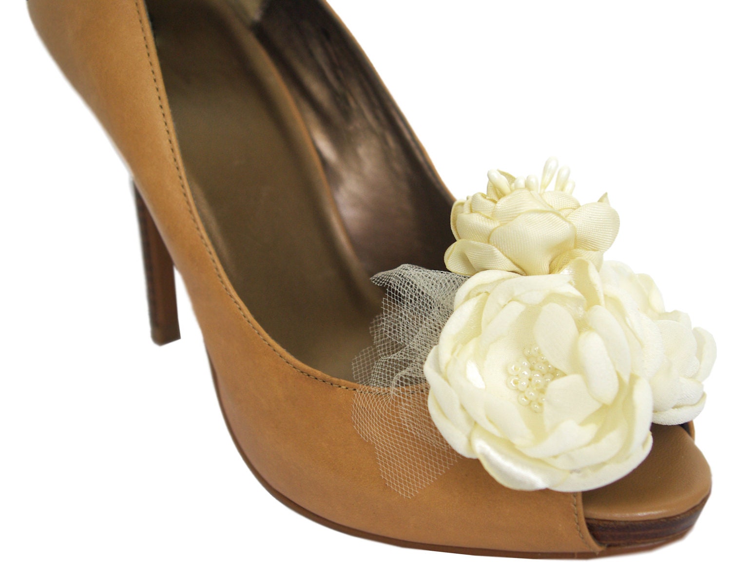 Wedding Shoe Clip Set - Pearl Ivory Shoe Clips for Wedding Shoes. Ivory Wedding Bouquet Shoe Clips