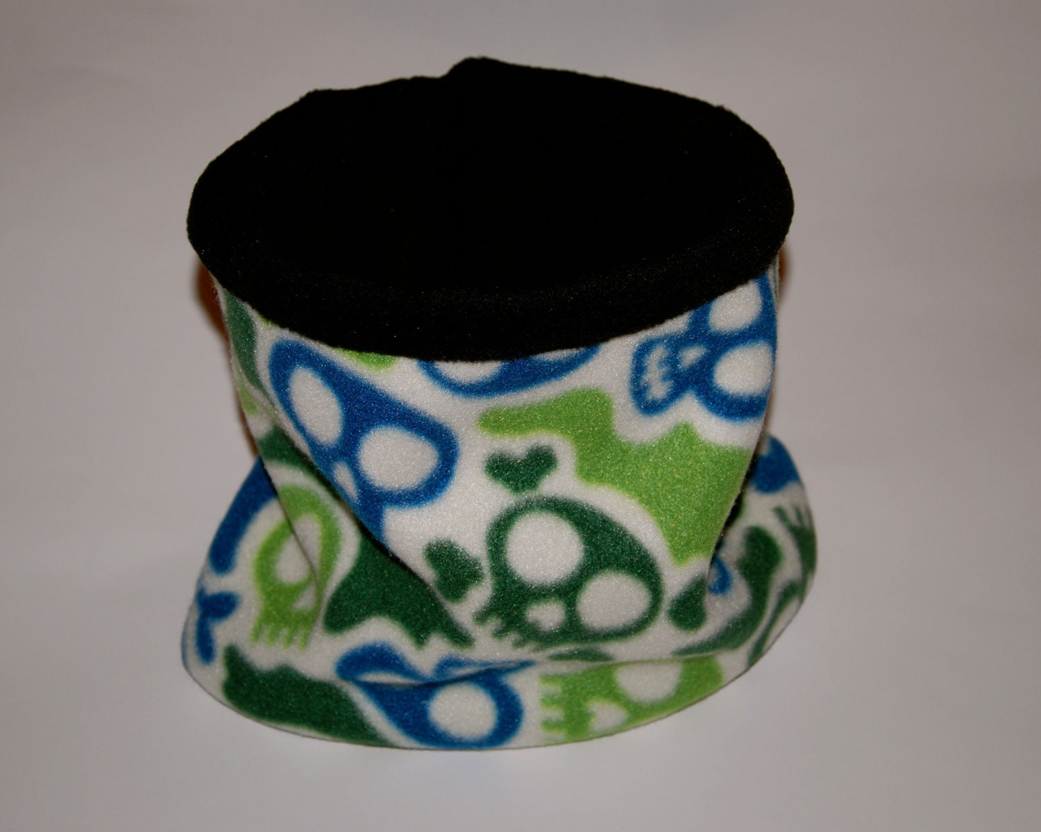 Fleece Kids Neck Warmer / Gaiter / Cowl Scarf - Camo Skull Green Blue Black