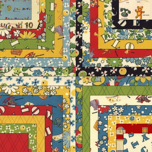 ABC 123 charm packs (3) Moda American Jane quilt fabric squares retro primitive 30s boys girls baby calico primary colors