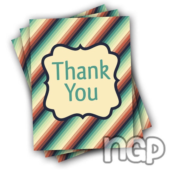 12 Pack Bold Stripe Thank You Card Stationery