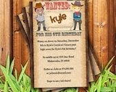 12 Kids' Cowboy Western Birthday Invitations OR Digital File