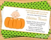 Halloween Pumpkin Baby Shower Invitation - Boy or Girl -  Printable