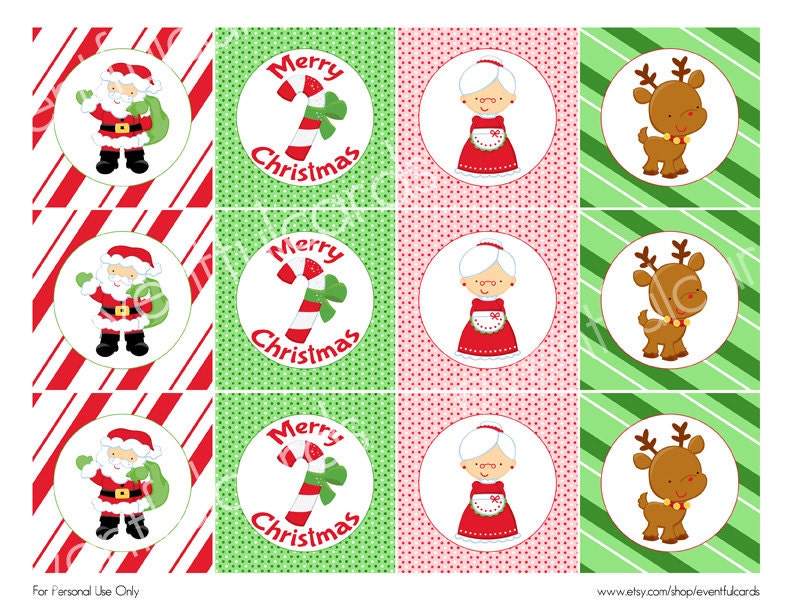 INSTANT DOWNLOAD Santa Party Circles - Christmas Cupcake Toppers - Stickers - Printable Il_170x135