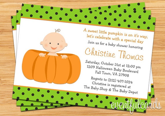 Halloween Pumpkin Baby Shower Invitation - Boy or Girl - Printable