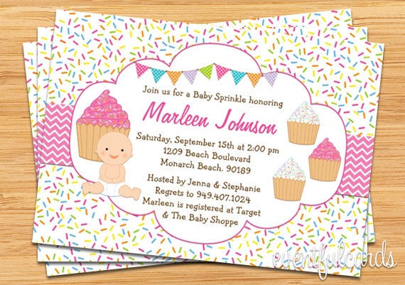 Cupcake Baby Sprinkle Shower Invitation Pink Baby Grl Il_570xn
