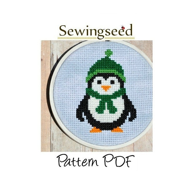 Easy Penguin Cross Stitch Pattern, INSTANT DOWNLOAD
