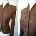 Amazing 1940's chocolate brown gabardine jacket with hand beading film noir Hollywood glamor rockabilly classic size medium