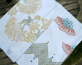 Sale Hand block printed tea towels- Set of two  Floating Lotus and Peonies