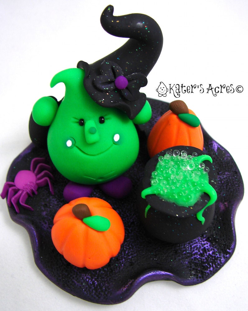 Halloween WITCH PARKER Figurine - Polymer Clay Character - Limited Edition