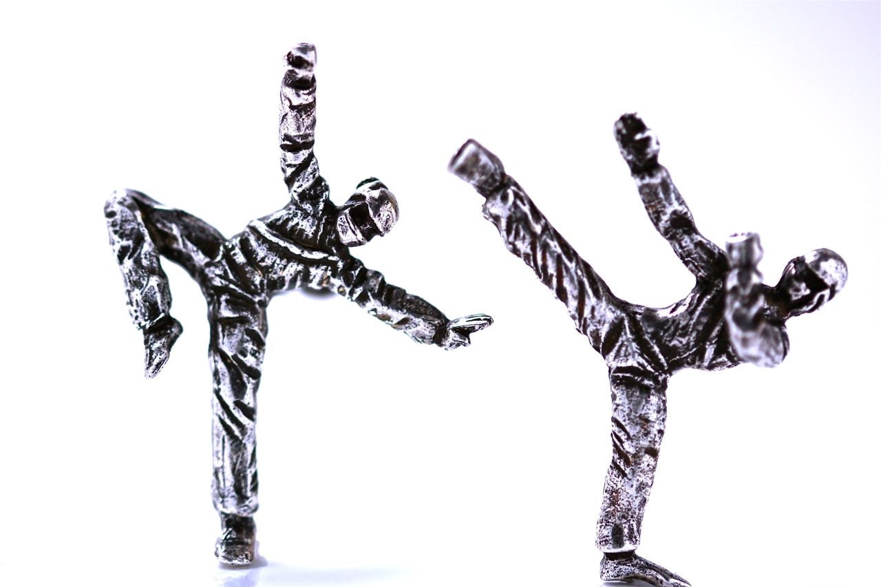 Ninja Knobs Karate Cabinet Pulls antique silver one pair of knobs Made in NYC Blue Bayer Design