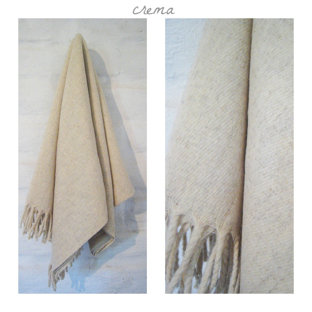 CREMA 100% Pure Virgin Wool Minimal Mexican Blanket/Throw/Sarape/Poncho