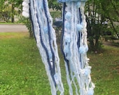 Set of 2 OOAK Upcycled Crochet Jellyfish. Beach Decor. Ocean theme Mobile. Made to order