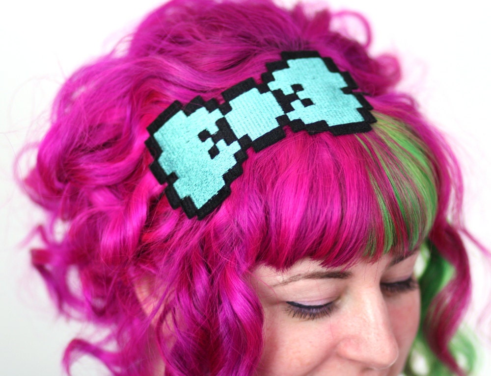 8 Bit Bow Headband, Pixel Bow, Various Colours