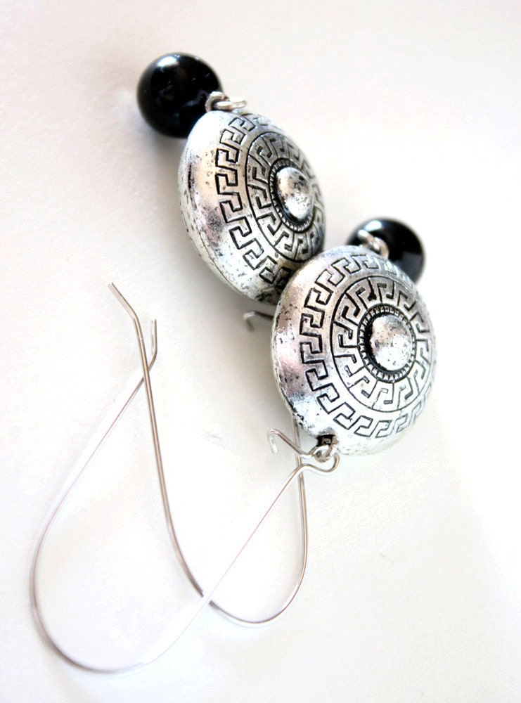 history - silver and black earrings - modern with classic inspiration