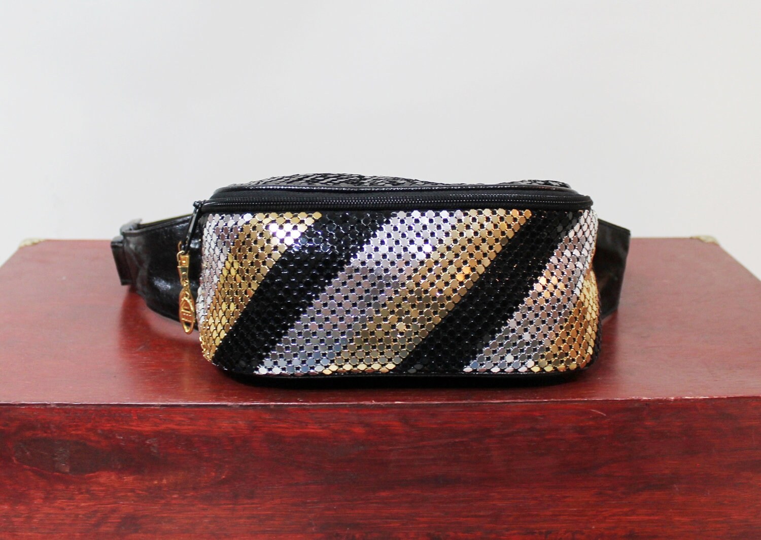 80s Fanny Pack Metal Mesh Gold Silver Metallic by ScarletFury
