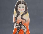 Little Girl Miniature Wall Decoration - Orange- FREE SHIPPING