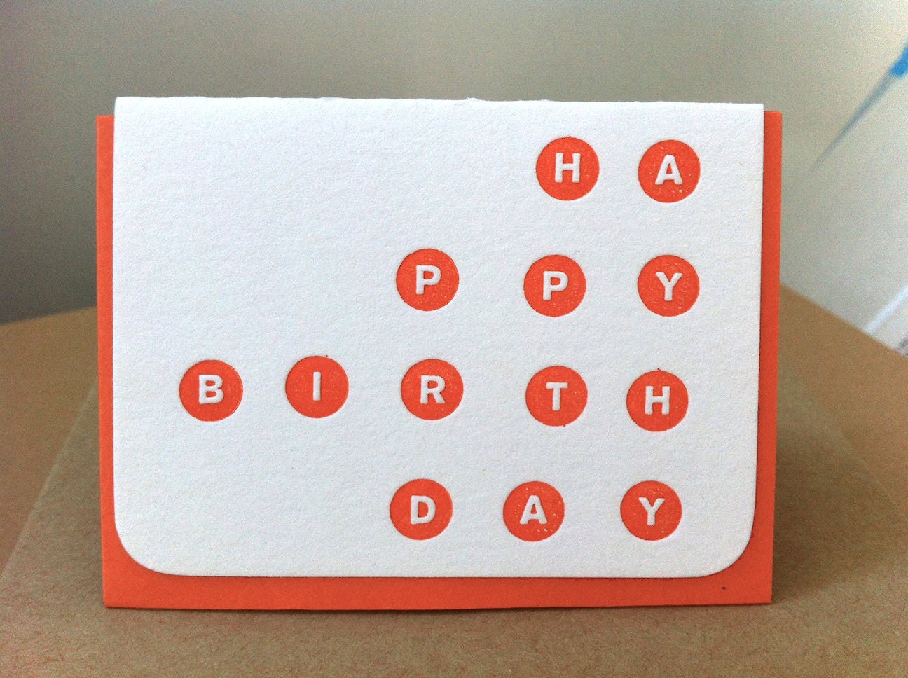 Birthday Mini Gift Card // Orange Letterpress