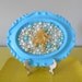 Goldfish mosaic picture.Mosaic wall art.Sparkle glitter picture.Bathroom picture.Gold and blue.Bubbles.Pearls.Turquoise frame.Fish.