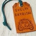 Custom VW Bug leather luggage tag - add name - personalized travel tags or key ring