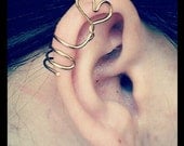 Two heart ear cuffs - silver and gold