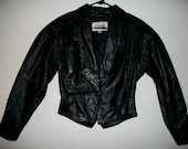 Vintage 80s black leather jacket by Chia - FREE shipping