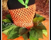 LITTLE MISS PUMPKIN Crocheted Tutu Dress with Greenery and Matching Pumpkin Cap - Small 12/18mos