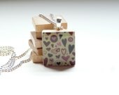 Red  & Pink Hearts Scrabble Tile Pendant With Silver Ball Chain Necklace (S7)