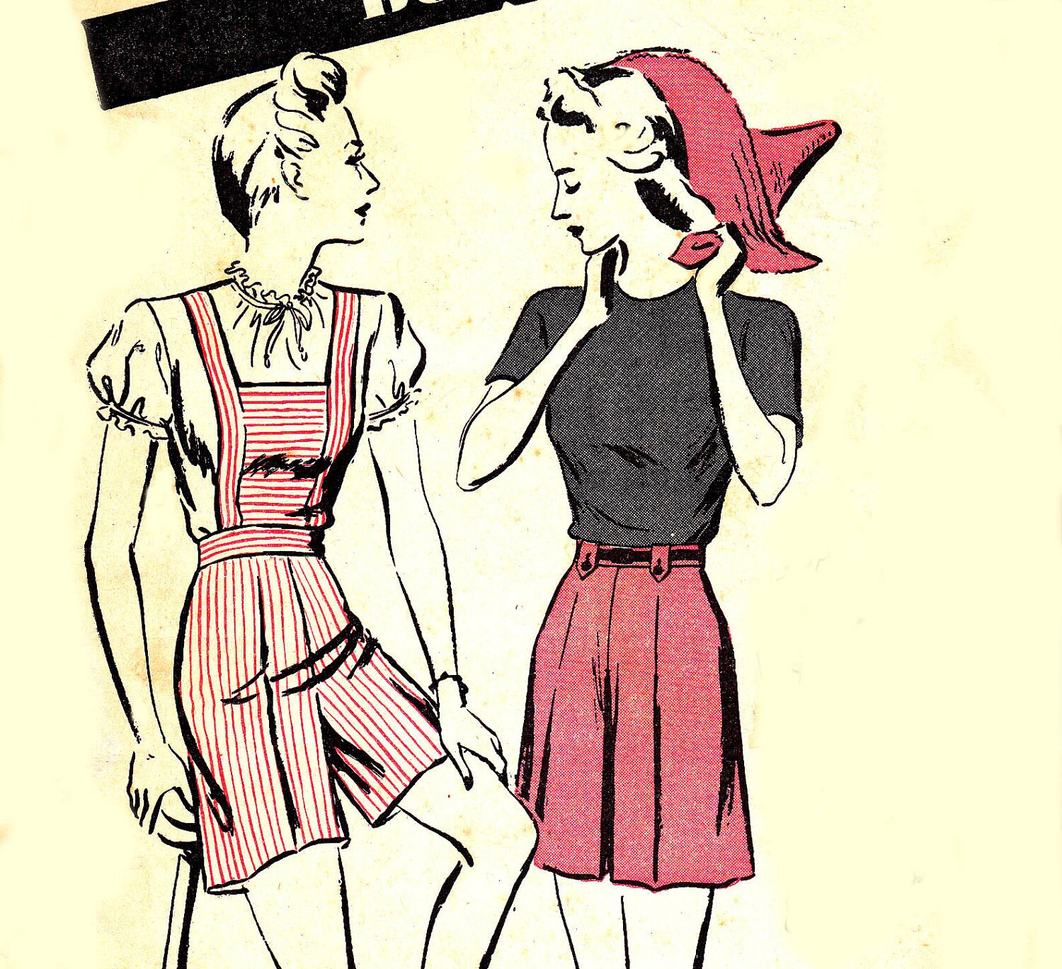 1940s Vintage Womens High Waist Shorts Pattern Butterick 2881 Waist 26 Hip 36