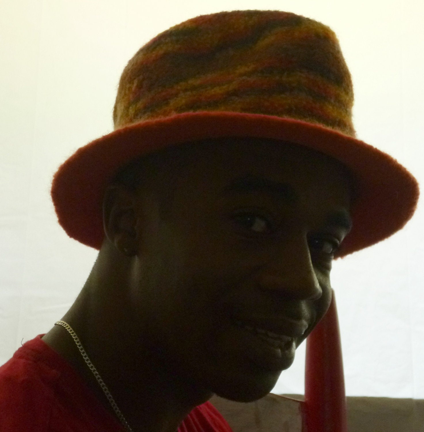 Fathers Day Customizable OOAK Funky Orange  Felted Fedora