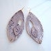 Leather Feather Earrings. Shimmery Light. Double Feather. Chain through. Free shipping