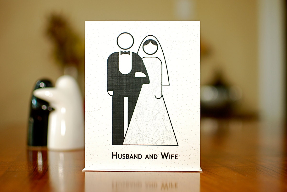 Husband & Wife Pictograph Wedding Card on 100% Recycled Paper